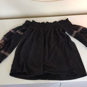 floral gray off shoulder top